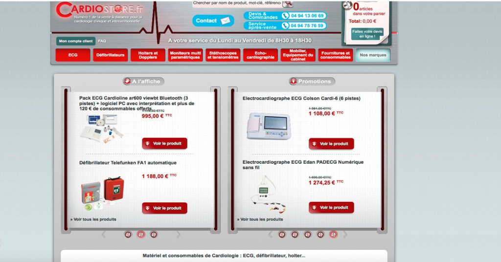 copie d'écran du projet Cardiostore